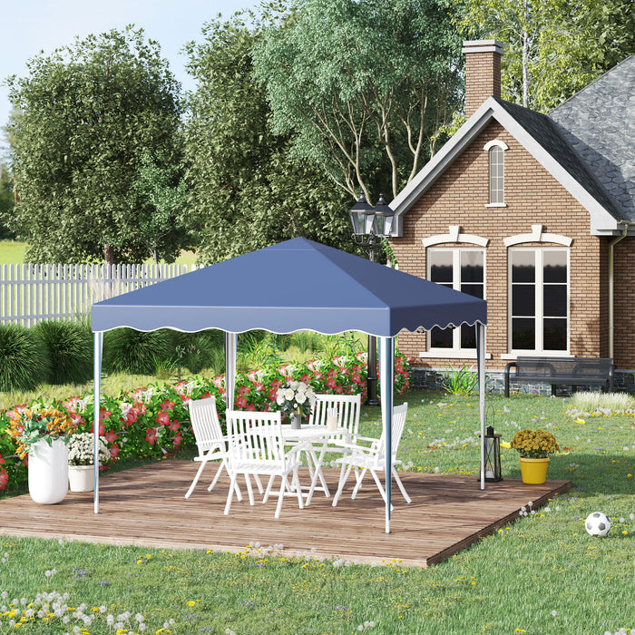 Pop Up Gazebo Canopy 3x3m - Foldable Blue Tent with Adjustable Height and Wave Edge Design - Ideal for Garden Parties & Outdoor Events