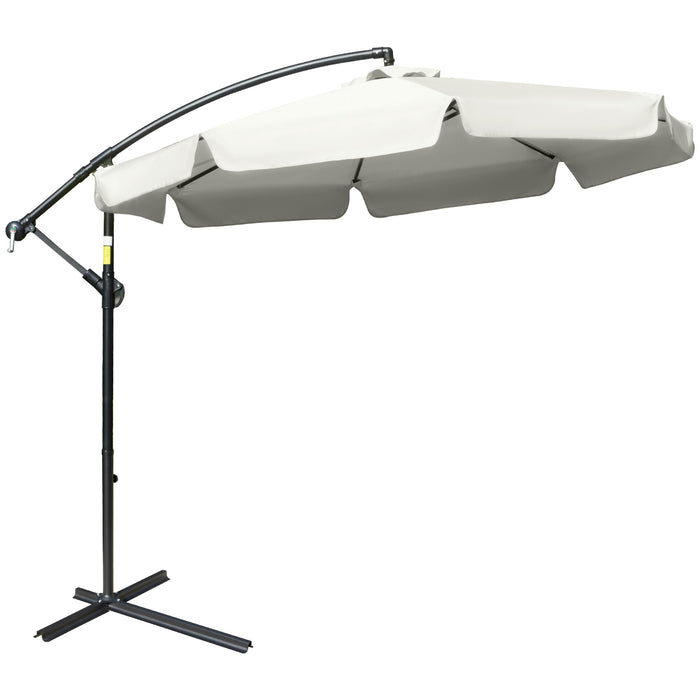 Banana Parasol Cantilever Umbrella 2.7m - Outdoor Hanging Sun Shade with Crank Handle, Cross Base - Perfect for Patio Protection, Cream White