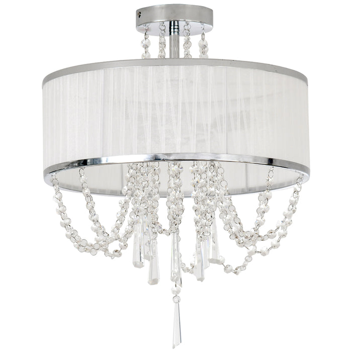 Elegant Metal Chandelier with Pleated Shade - Crystal Pendant Ceiling Light Fixture for Home Decor - Ideal for Living Room, Dining Room & Bedroom Ambiance