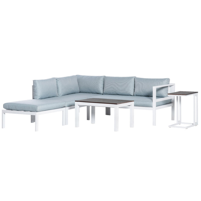 5-Piece L-shaped Aluminium Garden Set - Corner Sofa with Cushions & Coffee Table - Perfect Outdoor Seating for Patio & Entertaining Guests