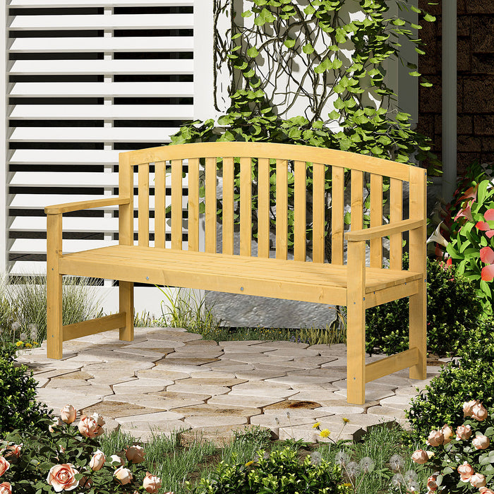 2 Seater Wooden Garden Bench with Armrests - Outdoor Patio Seating for Park and Balcony - Ideal for Relaxing in Your Home's Exterior Spaces