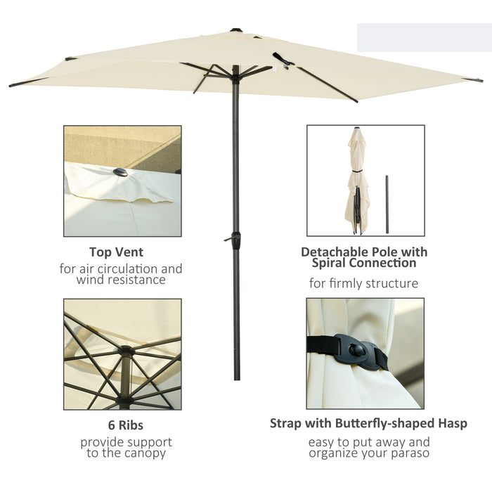 Beige 2M Aluminium Sun Parasols - Set of 3 Patio Umbrellas with Tilt and Crank Mechanism for Shade - Ideal Outdoor Sun Protection for Garden and Patio