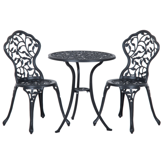 3-Piece Cast Aluminum Bistro Set - Antique Garden Furniture with Dining Table and Chairs - Outdoor Seating for Patio Enjoyment