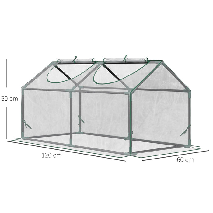 Portable Mini Greenhouse - Clear Flower and Vegetable Planter with Zipper, 120x60x60 cm - Ideal for Garden and Backyard Gardening Needs