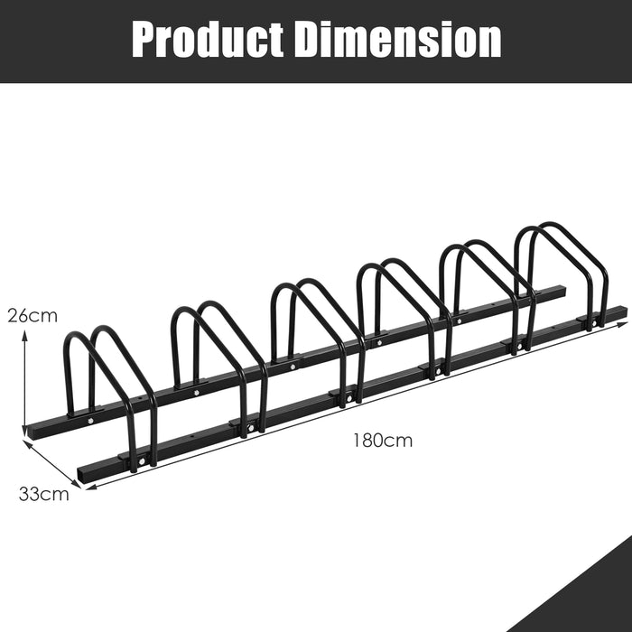 Steel Made 6-Bike Rack - Suitable for BMX, Road, Mountain and Children's Bikes in Black - Efficient Storage Solution for Cyclists