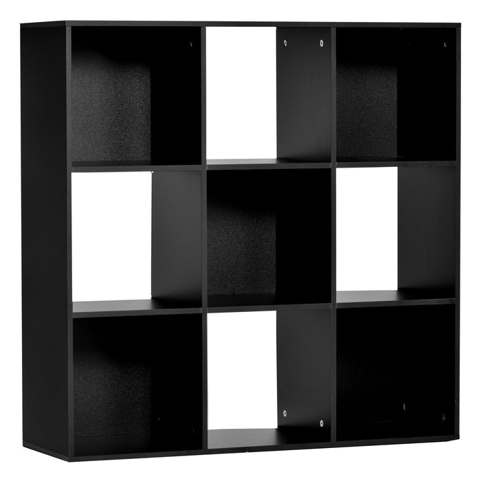 9-Cube Storage Organizer - 3-Tier Particle Board Cabinet with Open Shelves - Ideal for Home Office, Book Organization & Display in Black