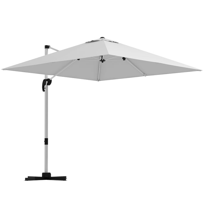 Deluxe Square Cantilever Parasol with Sturdy Cross Base - 3x3m, Crank Handle, Tilting Design, 360° Rotatable with Aluminium Frame - Ideal for Sun Protection in Gardens & Patio Areas