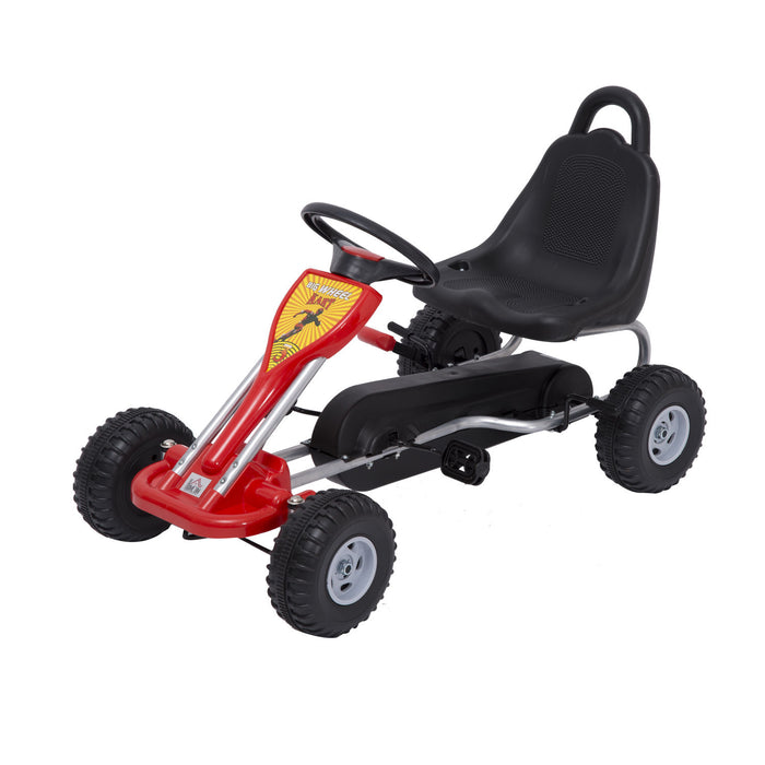 Pedal-Powered Go Kart for Kids with Hand Brake - Durable Red Children's Racing Cart - Fun Outdoor Activity and Exercise for Boys and Girls