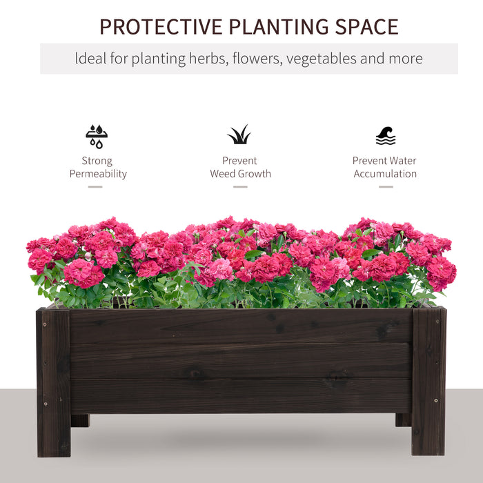 Outdoor Garden Bed Planter - Fir Wood Raised Container for Plants, Flowers & Vegetables - Ideal for Patio Spaces 100x36.5x36 cm