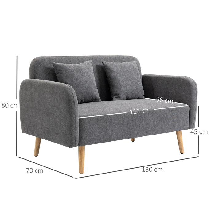 Chenille Upholstered Loveseat - 2-Seat Plush Sofa with Durable Rubberwood Legs, Grey - Perfect Cozy Seating for Small Spaces