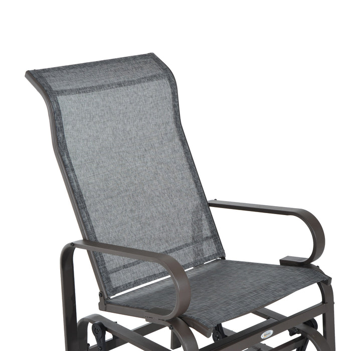 Outdoor Gliding Rocking Chair - Sturdy Metal Frame and Comfortable Swing Design for Garden, Patio, Backyard, and Poolside - Relaxing Grey Lounger for Leisure Time