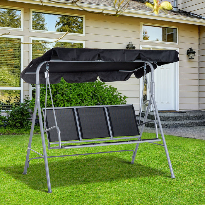 Garden Hammock Bench Swing - 3-Seater Patio Rocking Chair with Shelter Shade, Sturdy Metal Frame - Ideal for Outdoor Relaxation and Entertaining