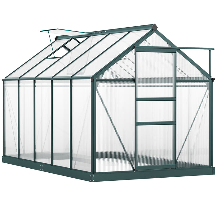 Aluminium Frame & Galvanized Base Walk-In Greenhouse - Spacious 10ft x 6ft Gardening Shelter with Sliding Door - Ideal for Plant Growth and Garden Enthusiasts