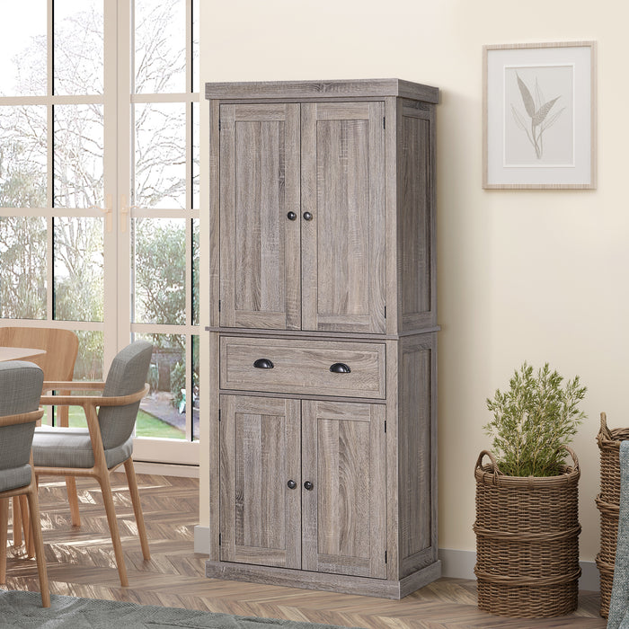 Colonial-Style Freestanding Cabinet - Ample Storage Space with Dark Wood Grain Finish, 76x40.5x184cm - Ideal for Organizing Kitchen Essentials