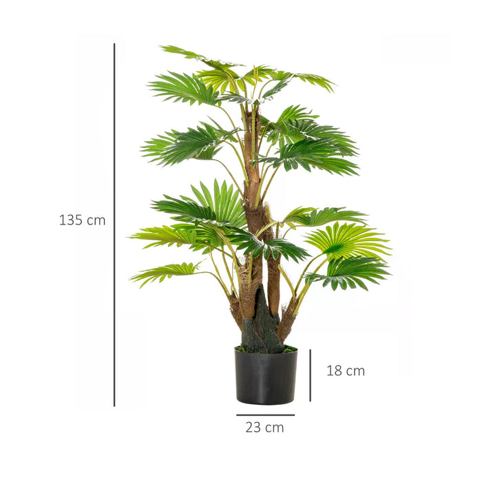 Tropical Palm Artificial Tree - Lifelike Indoor/Outdoor Fake Decorative Plant with Nursery Pot, 135cm - Enhances Home & Office Space Ambiance