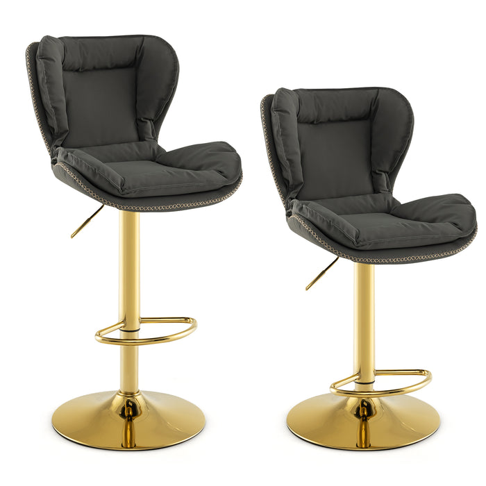 PU Leather Adjustable Seats - Bar Stool Set of 2, Padded and Comfortable - Ideal for Home Bars and Kitchen Counters