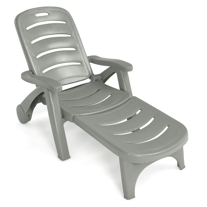 Adjustable Chaise Lounge Chair - Built-In Wheels and Comfort Luxury Sunbathing - Ideal for Poolside Relaxation and Outdoor Lounging