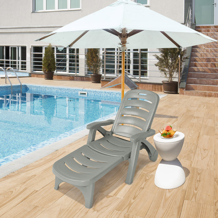 Adjustable Chaise Lounge Chair - Built-In Wheels and Comfort Luxury Sunbathing - Ideal for Poolside Relaxation and Outdoor Lounging