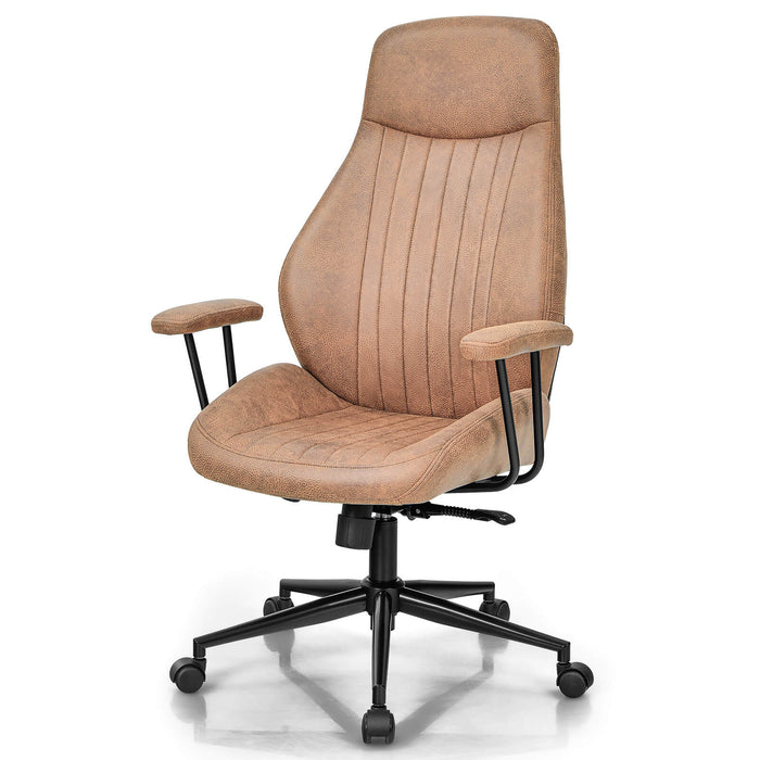 Ergonomic Suede Office Chair - Adjustable and Reclining Backrest in Brown - Ideal for Comfortable, Long-lasting Workspace Seating Solutions
