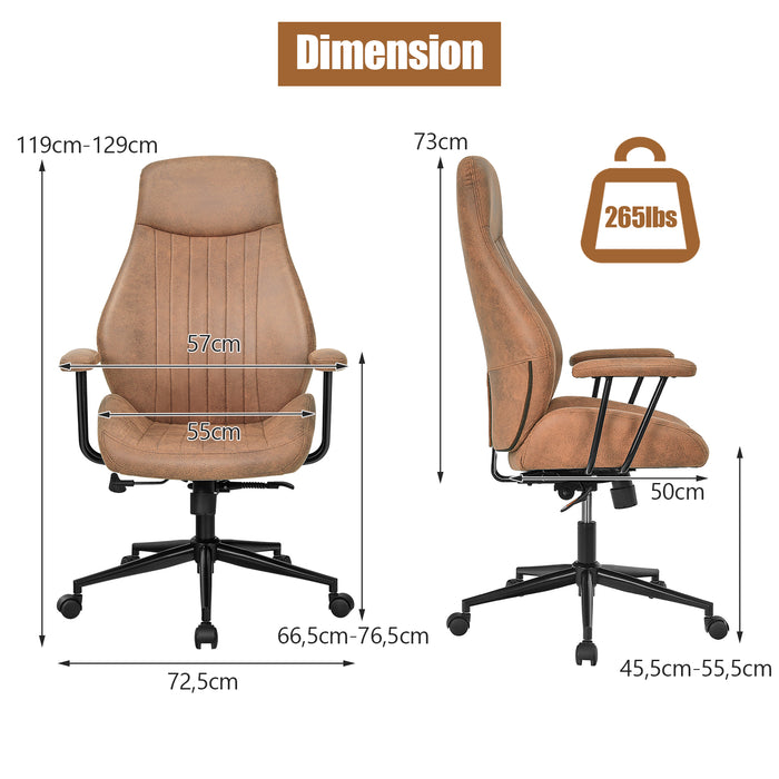 Ergonomic Suede Office Chair - Adjustable and Reclining Backrest in Brown - Ideal for Comfortable, Long-lasting Workspace Seating Solutions