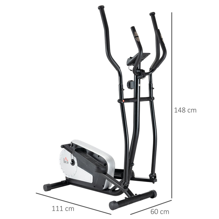 Elliptical Cross Trainer - 8-Level Adjustable Magnetic Resistance and Built-in LCD Monitor - Ideal for Home Cardio Workouts with Pulse Rate Tracking and Easy Mobility