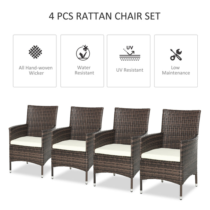 4-Piece Rattan Chair Set - Cushioned Patio Sofa Chairs for Outdoor Living - Ideal for Backyard Comfort and Entertainment