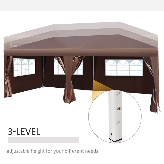 Pop Up Gazebo Marquee 6m x 3m - Sturdy Outdoor Canopy with Coffee-Colored Fabric - Perfect for Parties, Events, and Backyard Gatherings