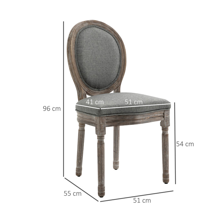 Elegant French-Style Dining Chair Duo - Wood Frame with Foam Padded Seats and Carved Legs - Vintage Design with Foot Pads for Comfortable Traditional Seating