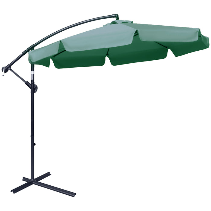 Garden Parasol Cantilever Umbrella 2.7m - Outdoor Hanging Sun Shade with Crank Handle, Cross Base - Ideal for Patio Relaxation and Protection from Sun