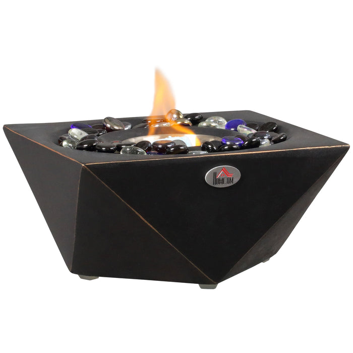 Portable Tabletop Fireplace - Concrete Bioethanol 0.4L Tank for Liquid & Solid Alcohol, Compact Design in Black - Perfect for Cozy Ambience & Heating Needs