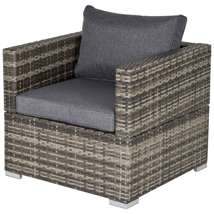 Outdoor Rattan Lounge Chair - Deep Grey, Padded Cushion, All-Weather Patio & Garden Furniture - Ideal for Poolside and Balcony Relaxation