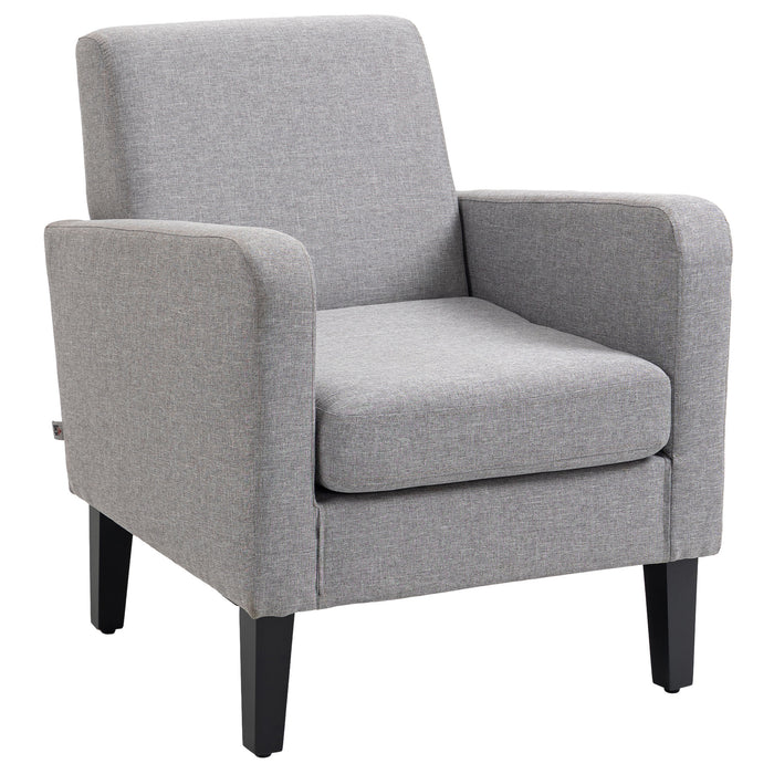 Modern Light Grey Accent Chair - Elegant Occasional Seating with Sturdy Rubberwood Legs - Perfect for Living Room and Bedroom Comfort