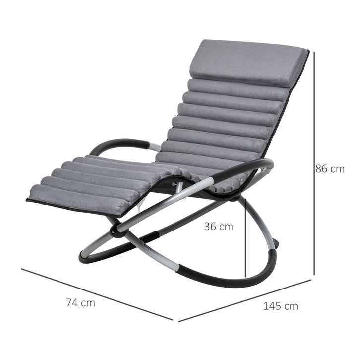 Orbital Rocking Chair with Anti-Drop Feature - Folding Lounger with Removable Mat, 2-in-1, 145x74x86cm in Black and Grey - Ideal for Relaxing and Comfort Outdoors