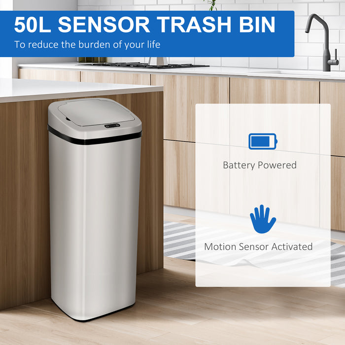 Infrared Touchless 50L Dustbin - Automatic Motion Sensor Stainless Steel Trash Can - Hygienic Waste Solution for Home and Office