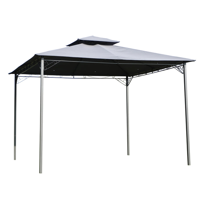 2-Tier Outdoor Gazebo - 300x300 cm Waterproof Canopy with Steel Frame in Black/Grey - Ideal for Garden Events and Patio Leisure