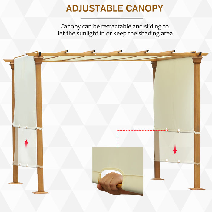 3m x 3m Retractable Pergola Gazebo - Adjustable Canopy Sun Shade Shelter, Beige Color - Perfect for Garden and Patio Relaxation