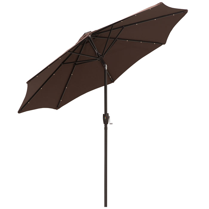 Solar LED Umbrella Parasol - 24 Brown/Coffee Lights for Outdoor Ambiance - Ideal for Patio, Backyard Nighttime Events