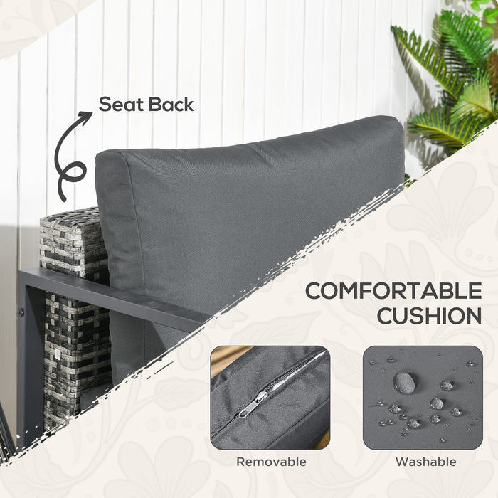 Outdoor Patio Seating Combo - 6-Piece Set with Sofa, Armchair, Stool & Metal Table, Charcoal Grey Cushions - Ideal for Garden and Backyard Lounging