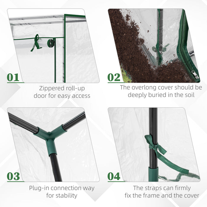 Greenhouse with Steel Frame and PVC Cover - 100x50x150cm, Transparent Roll-up Door Design - Perfect for Backyard, Balcony, and Garden Gardening Needs