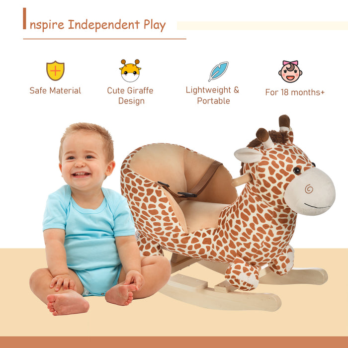 Giraffe-Themed Rocker with Sound Effects - Plush Rocking Horse Toy for Toddlers - Interactive Play and Development for Young Children