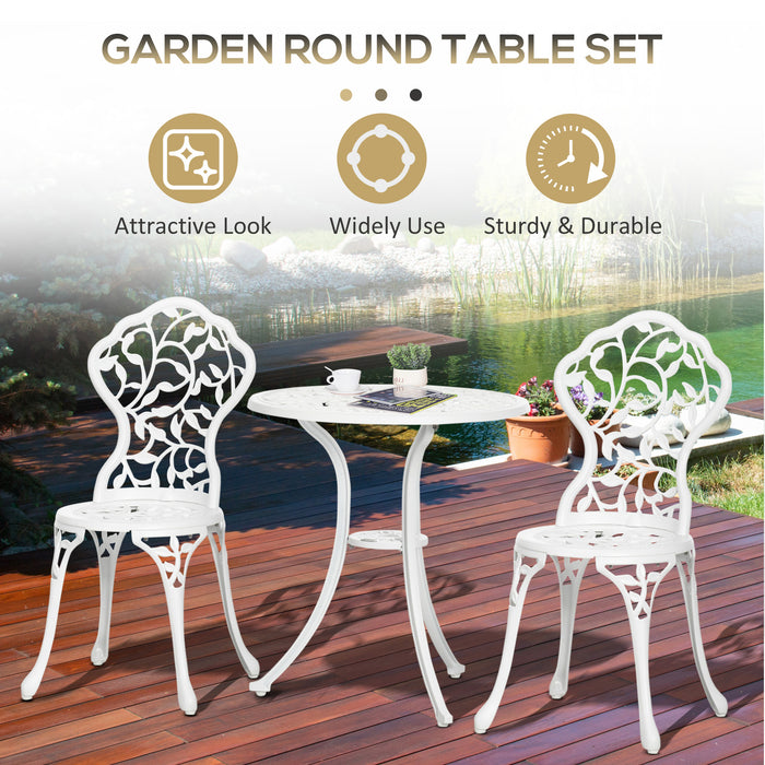 3-Piece Aluminum Bistro Set - Antique Design Garden Dining Furniture with Table and Chairs - Perfect for Patio Seating and Outdoor Entertaining