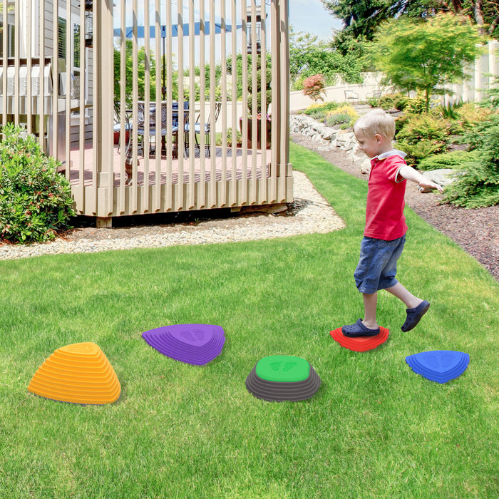 Kids Balance River Stones - 5-Piece Stepping Stone Set for Sensory Play and Obstacle Courses - Indoor & Outdoor Stackable, Non-Slip Training Equipment for Children