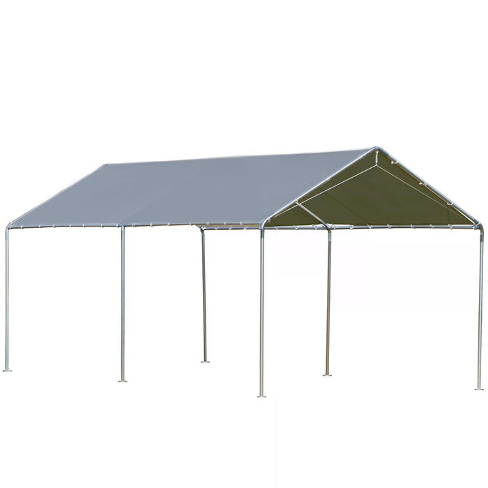 Heavy Duty 3x6m Galvanized Steel Car Shelter - Outdoor Carport Garage with UV and Water Resistant Canopy - Sturdy Protection for Vehicles, Grey