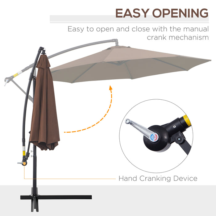 Cantilever Banana Umbrella - 3M Patio Parasol in Steel Brown, Sun Shade & Rain Protection - Ideal for Outdoor Spaces and Garden Lounging