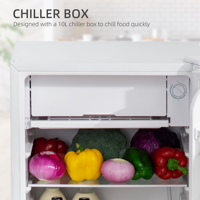 91L Under Counter Refrigerator with Chiller Box - Reversible Door, Adjustable Thermostat, Quiet 40dB Operation, 47.5cm Width - Ideal for Small Spaces & Quiet Environments