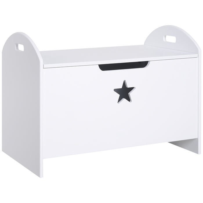Kids Toy Box with Secure Safety Hinge - Sturdy MDF Construction, White Finish - Ideal Toy Storage Solution for Children's Room