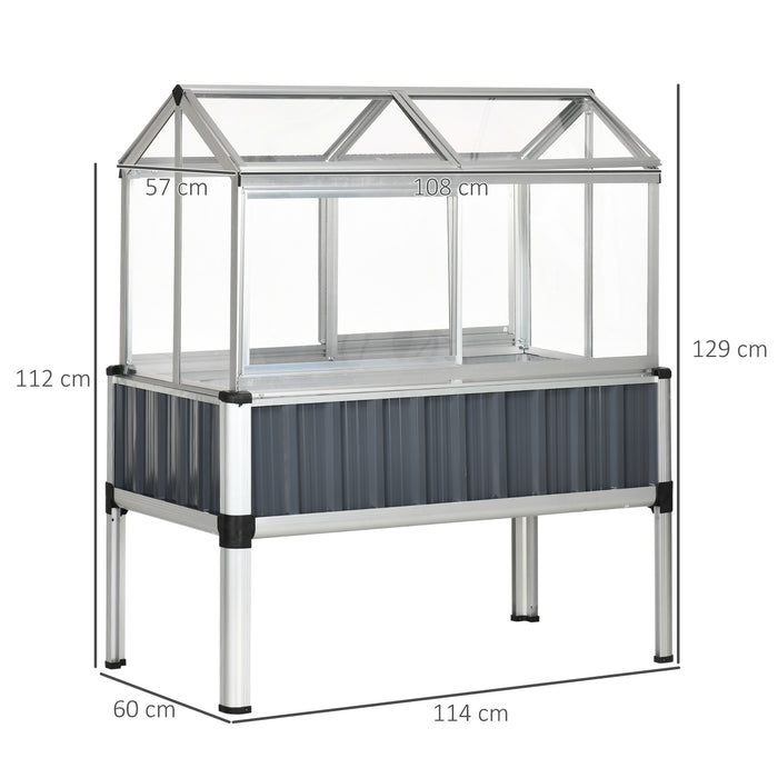 Galvanized Steel Raised Garden Beds with Greenhouse Cover - Durable Planters with Openable Windows for Ventilation - Ideal for Urban Gardening & Season Extension