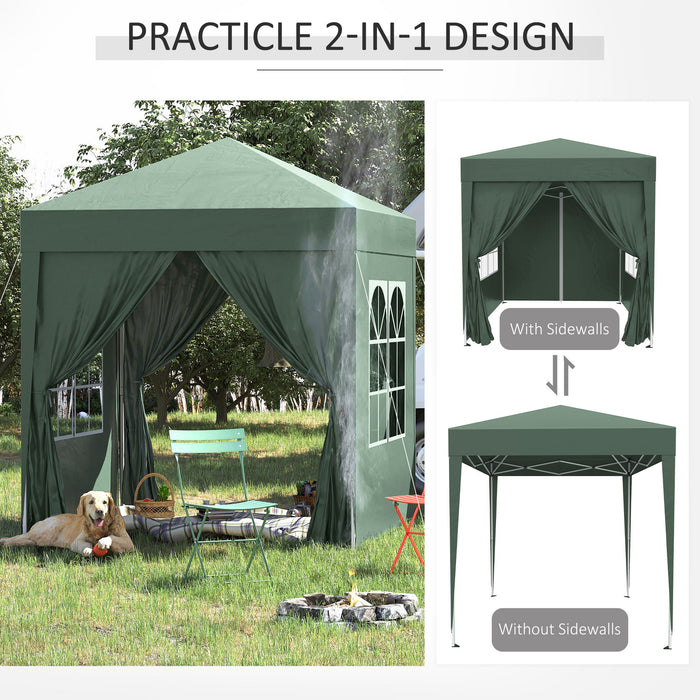 Green Pop-Up Gazebo - 2x2m Canopy for Outdoor Use - Ideal for Garden Parties & Events