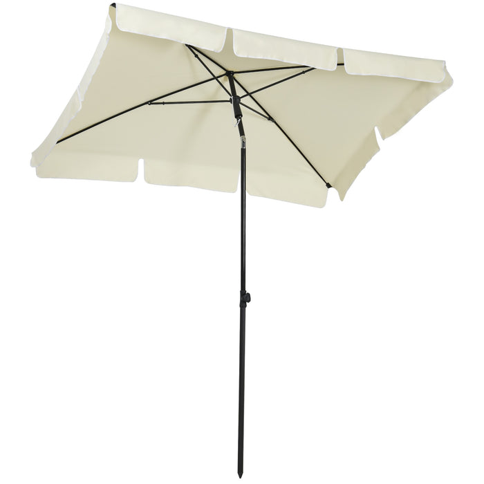 Aluminium Tilt Sun Umbrella - 2M x 1.25M Outdoor Parasol in Cream White for Patio and Garden - UV Protection and Adjustable Shade