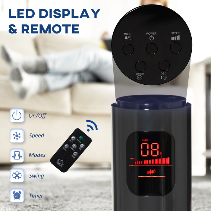 38'' Freestanding Tower Fan with LED Display - 3 Speeds, 3 Modes, 70° Oscillation, 12-Hour Timer - Includes 5M Remote Control, Ideal for Home Cooling